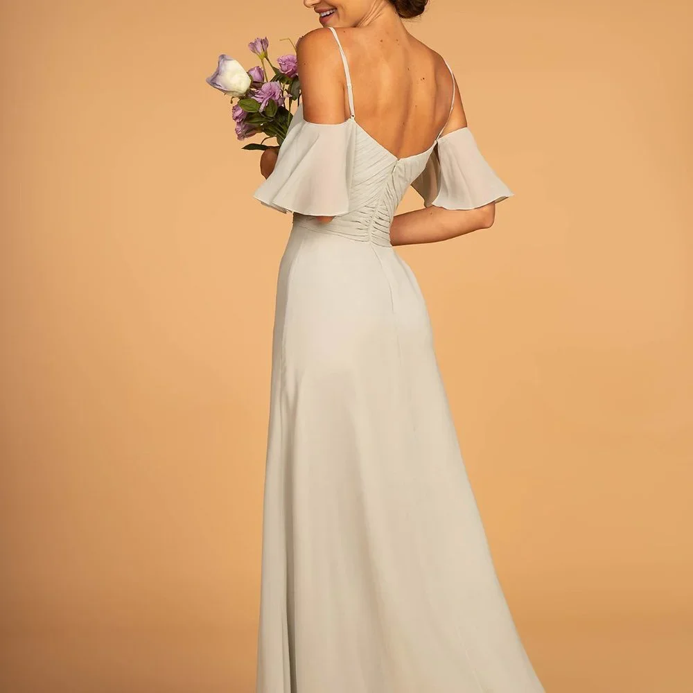 NEW SAGE COLOR Off Shoulder Straight Neck Prom Dress GSGL2615 - Picture 2 of 9